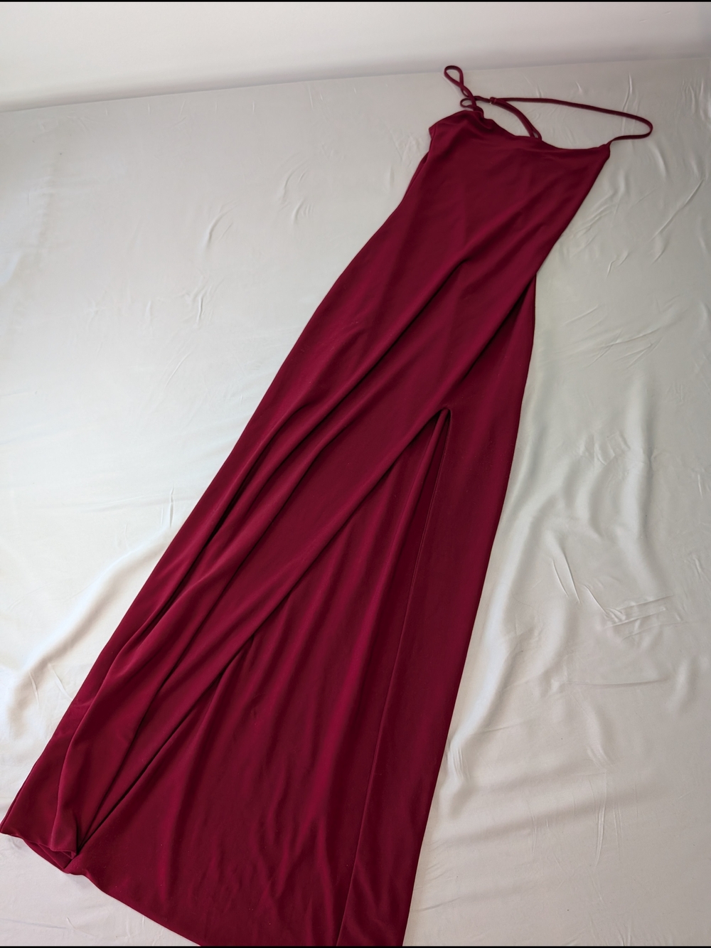 Elegant Burgundy Maxi Slip Dress with Side Slit